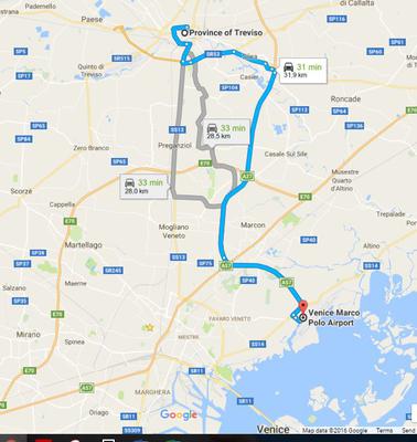 Van Marco Polo Airport met de auto naar Treviso Van Marco Polo Airport met de auto naar Treviso