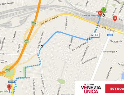 Treviso naar Camping Village Jolly vanaf Mestre