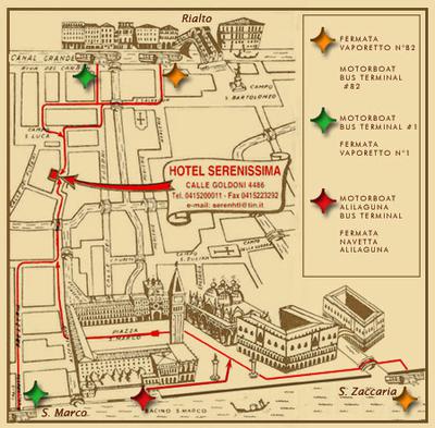 Route naar Hotel Serenissima